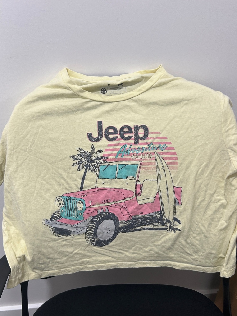 Jeep Yellow Tee with Pink Surf Jeep Graphic